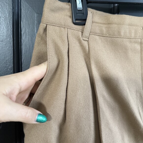 Sag Harbor Vintage Camel Brown 100% Wool High Rise Pleated Pants Size 14p petite - Picture 3 of 11